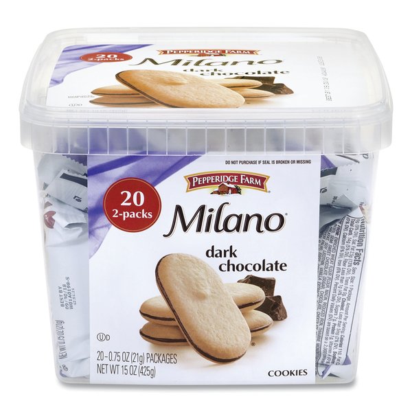Pepperidge Farm Milano Dark Chocolate Cookies, 0.75 oz Pack, PK20 31439
